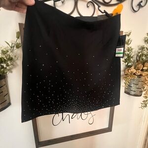 Elegant Black Skirt with Rhinestone Detailing